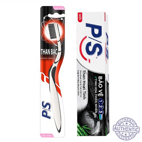 Combo Bộ Bàn chải đánh răng và Kem đánh răng PS than hoạt tính- Chính Hãng