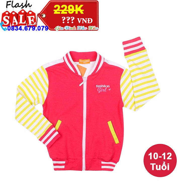 Áo Khoác Bé Gái VTA KIDS - Hồng Dâu - Size 10-12 Tuổi
