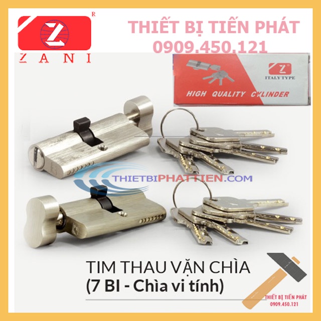 Tim Thau Đồng ZANI ITALY 7 Bi Gồm 2 Đầu Chìa +  Núm Vặn + 5 Chìa Khóa Vi Tính (Chính Hãng)