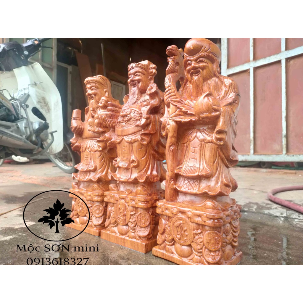Tượng Gỗ Phúc Lộc Thọ gỗ hương,tượng trang trí,tượng nguyên khối tượng có cỡ tượng cao là 30,40,50,60