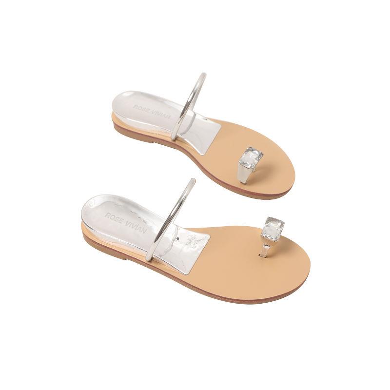 Dép Sandal Đế Bằng Đính Đá Thời Trang Mùa Hè 2022 Dành Cho Nữ