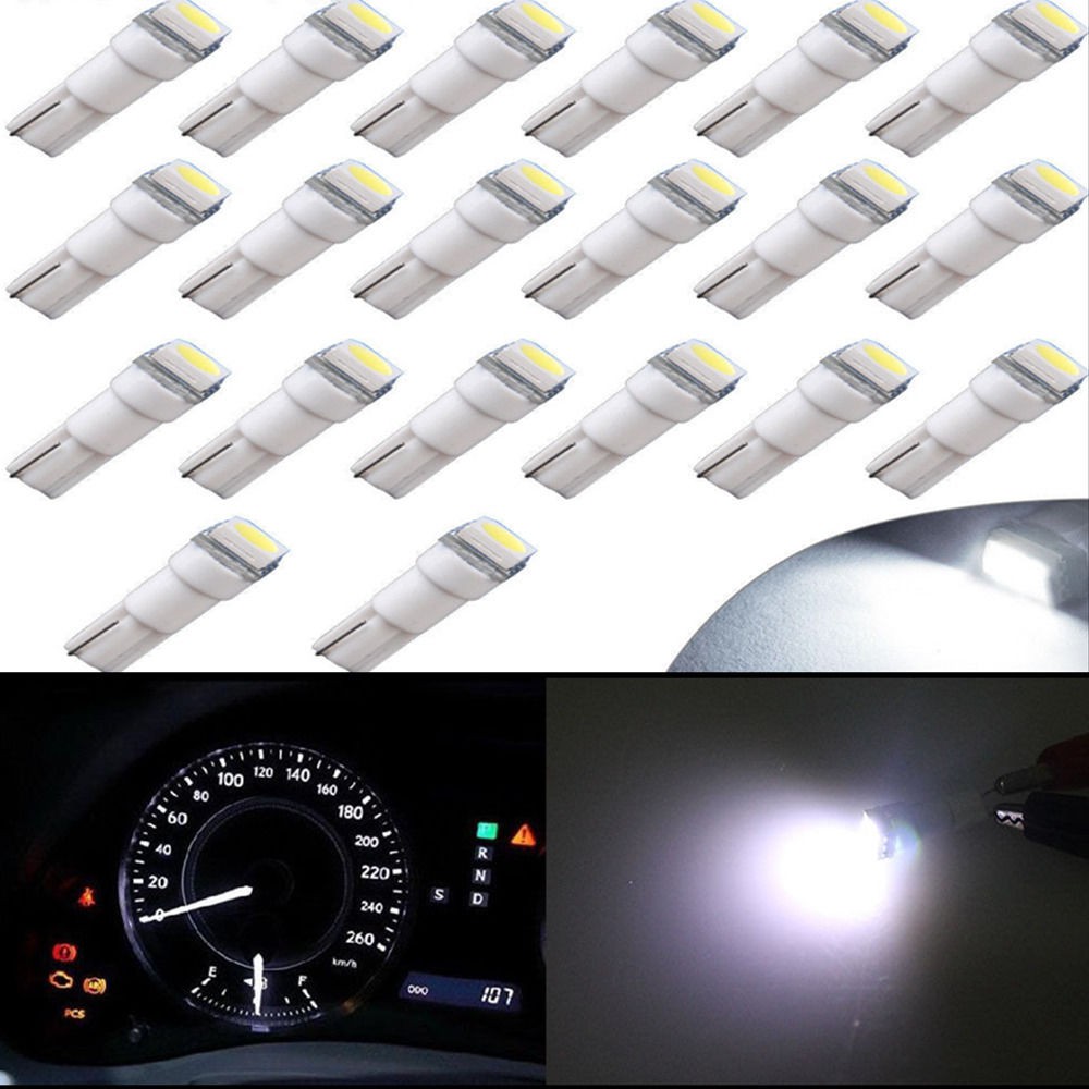 20 đèn LED T5 58 70 74 1smd ánh sáng trắng cho bảng điều khiển xe ô tô
