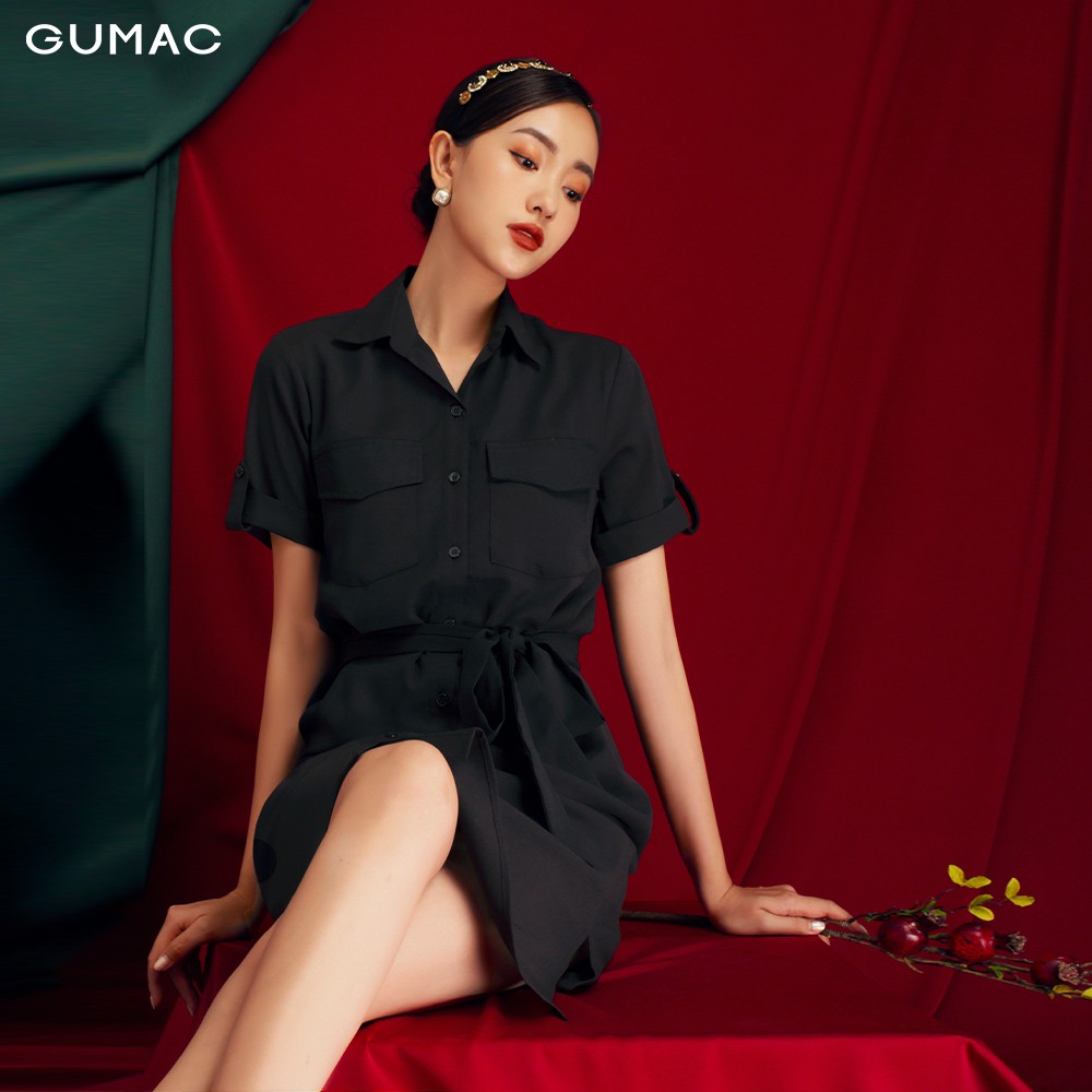 Đầm suông nữ GUMAC form sơ mi 2 túi, thiết kế thoải mái đủ size DB176 | BigBuy360 - bigbuy360.vn