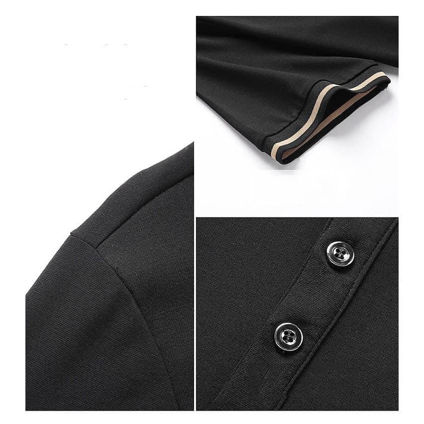 Áo thun polo nam cổ bẻ phối viền, kiểu dáng ôm đẹp, chất liệu cotton mát mẻ với 2 màu đen/trắng-CLELEGANT | BigBuy360 - bigbuy360.vn