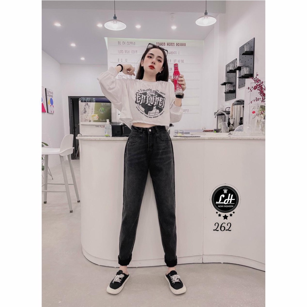 Quần bò baggy đen loang dễ thương cổ điển cho nàng ảnh thật Lê Huy fashion Ms 262