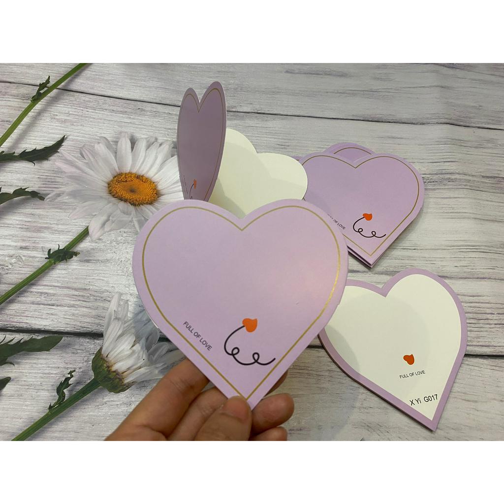 Thiệp Hình Trái Tim Thiệp chúc mừng thiệp phong bì Cài Bó Hoa Gói Quà Siêu Xinh - PK2029