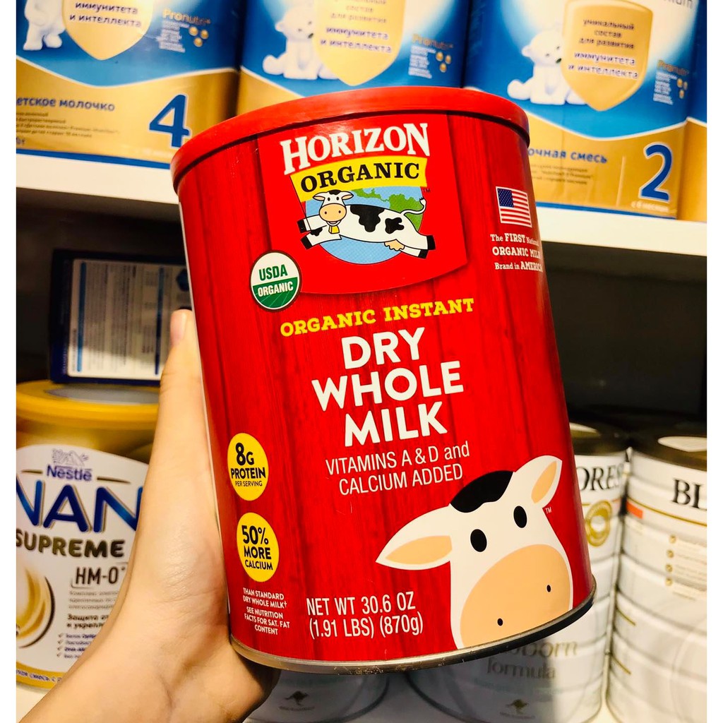 Sữa Horizon Organic Dry Whole Milk  - Sữa tươi dạng bột hữu cơ Organic Horizon 870gr date 2022