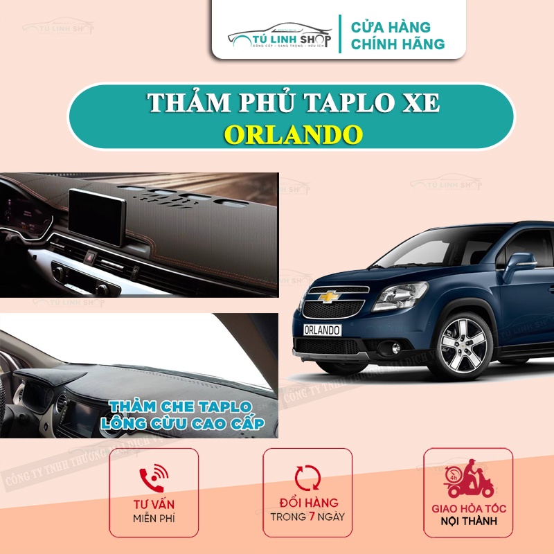 Thảm taplo Chevrolet Orlando bằng lông Cừu 3 lớp hoặc Da Cacbon