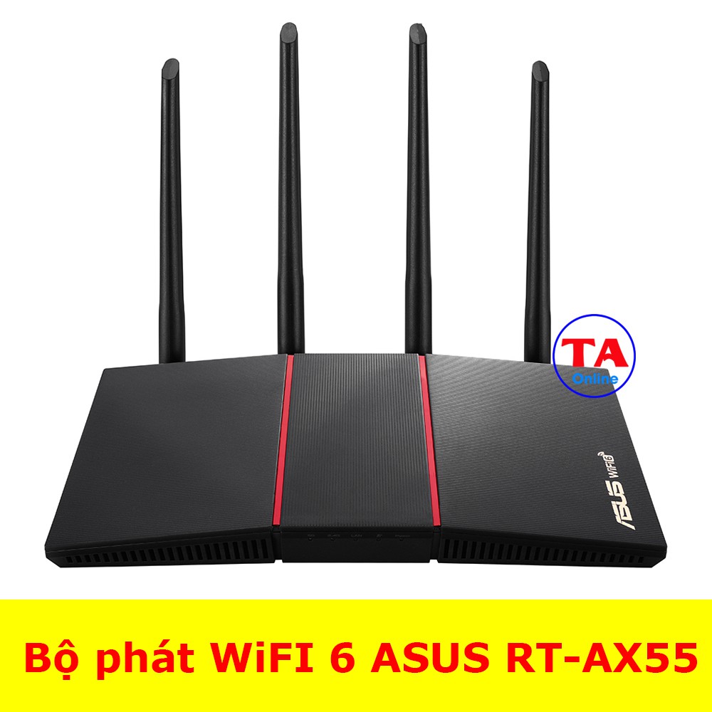 Router Wifi ASUS RTAX55 AX55, Băng tầng kép, Chuẩn AX1800, Chíp xử lý quadcore1,5Ghz