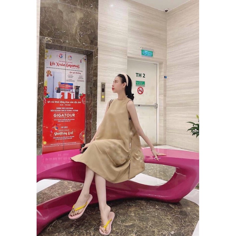 Đầm xoè nơ cổ chất tafta sang chảnh | BigBuy360 - bigbuy360.vn