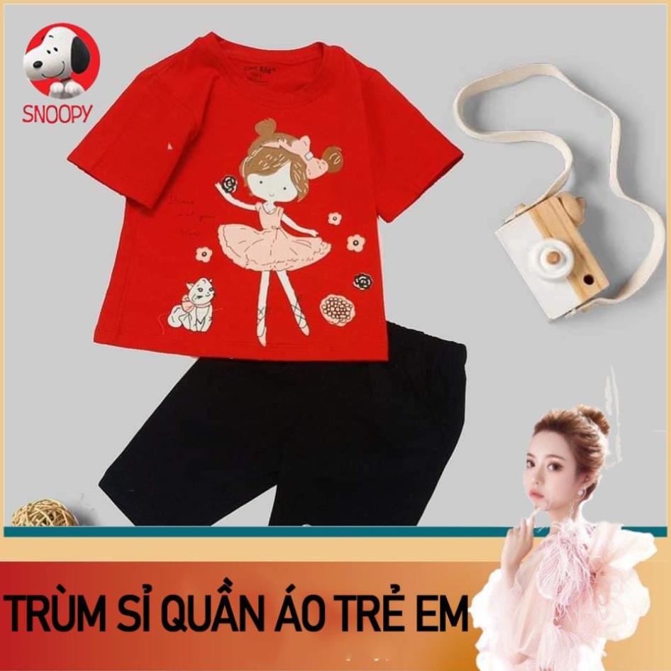 Giá sỉ Bộ ngố cotton trẻ em in hình vải cotton 4 chiều mịn đẹp cho bé gái từ 8 đến 24kg - Bộ quần áo trẻ em