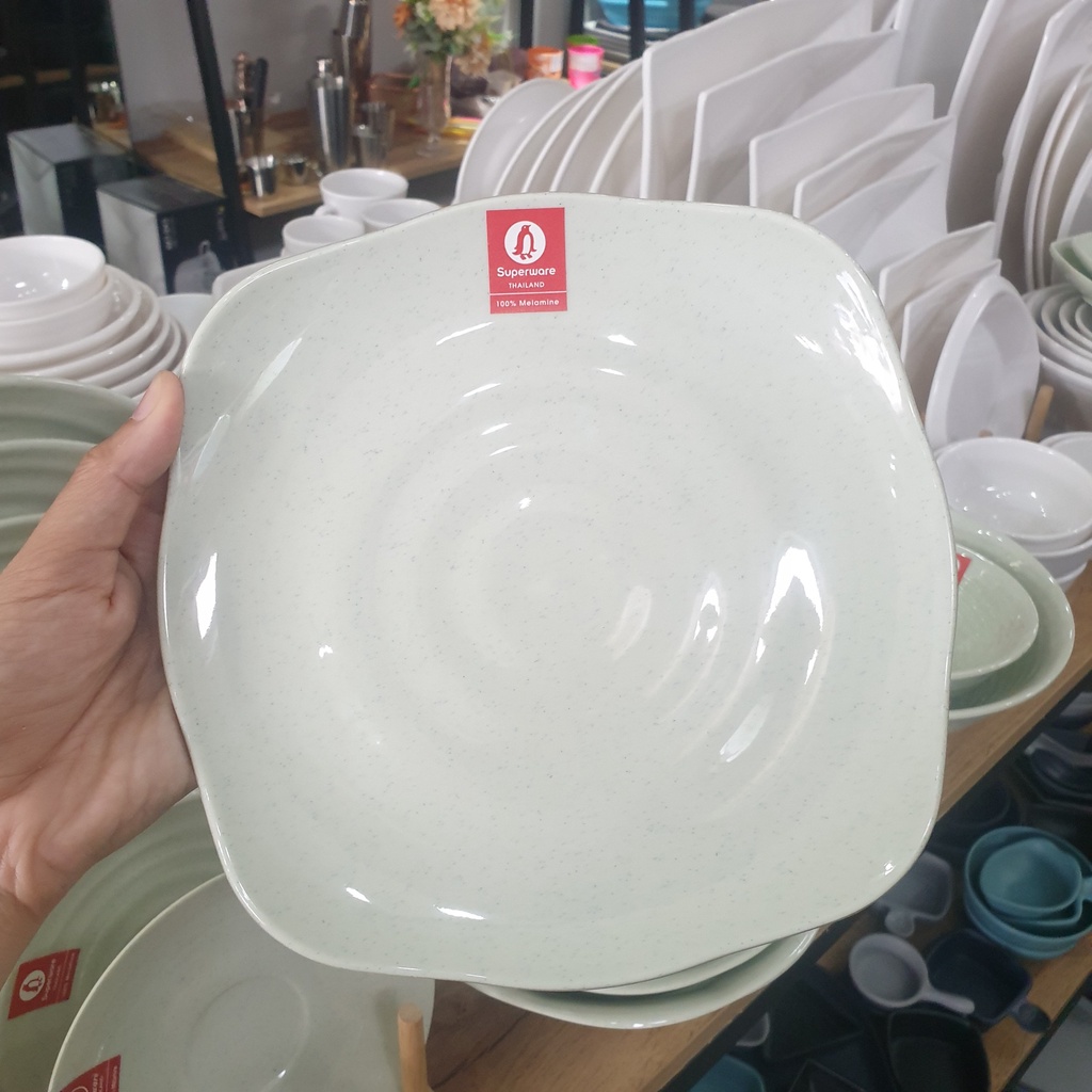 Bộ tô, chén, dĩa melamine màu xanh đá siêu đẹp chính hãng Superware