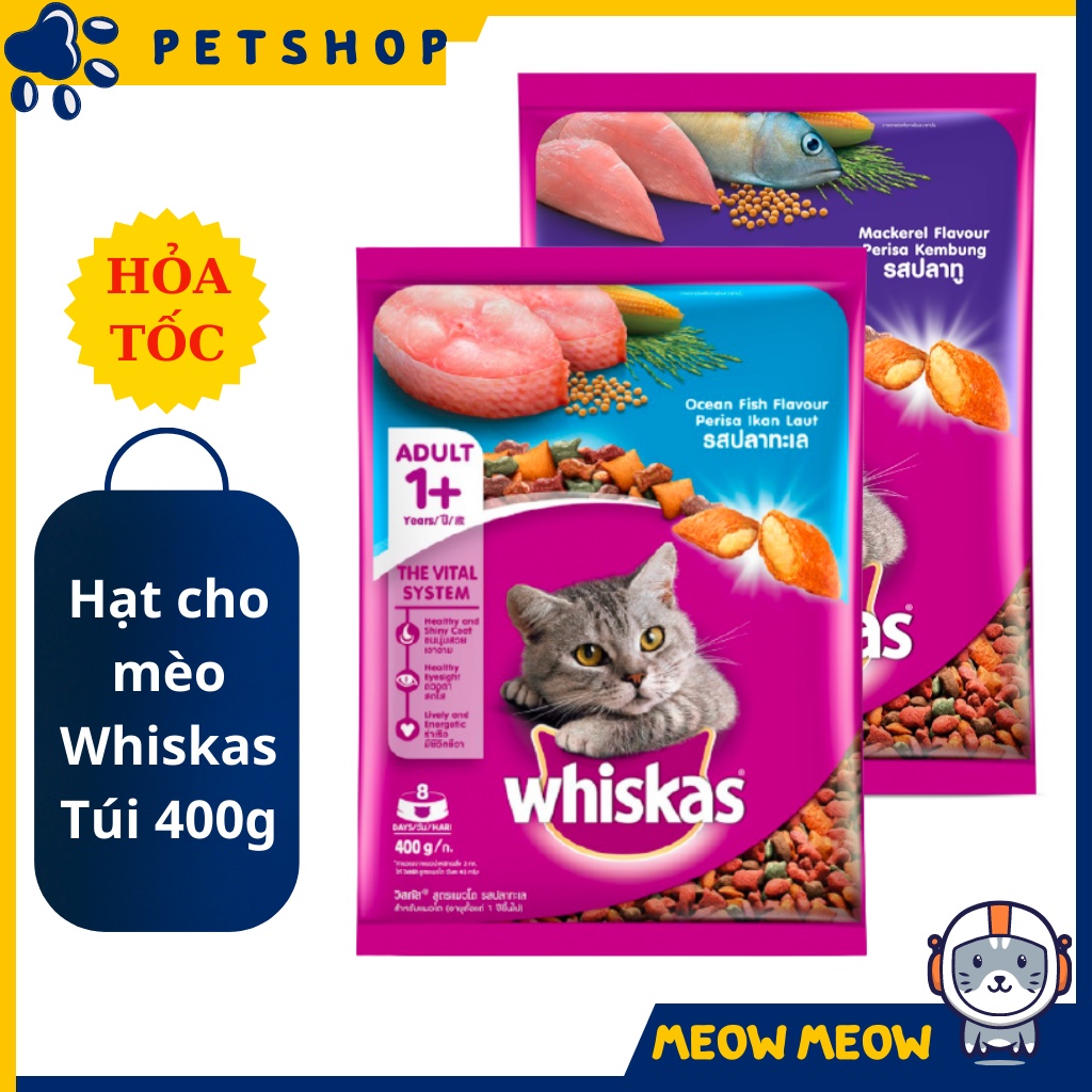 Hạt cho mèo Whiskas dành cho mèo lớn | Túi 400gr.