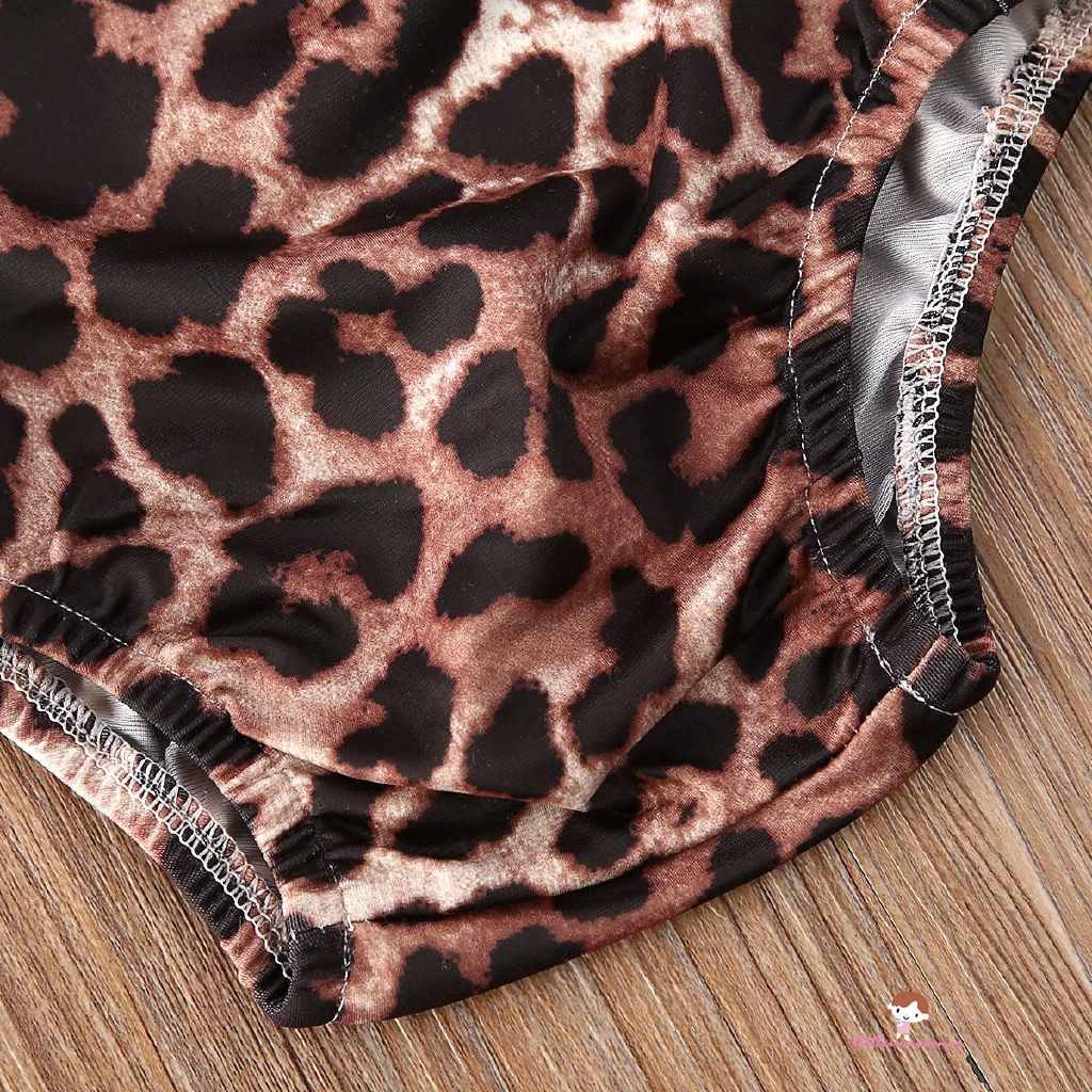 ❤XZQ-Infant Baby Leopard Print 2 Piece Swimwear Set Girls Cute Swimwear Beach Bathing Suit