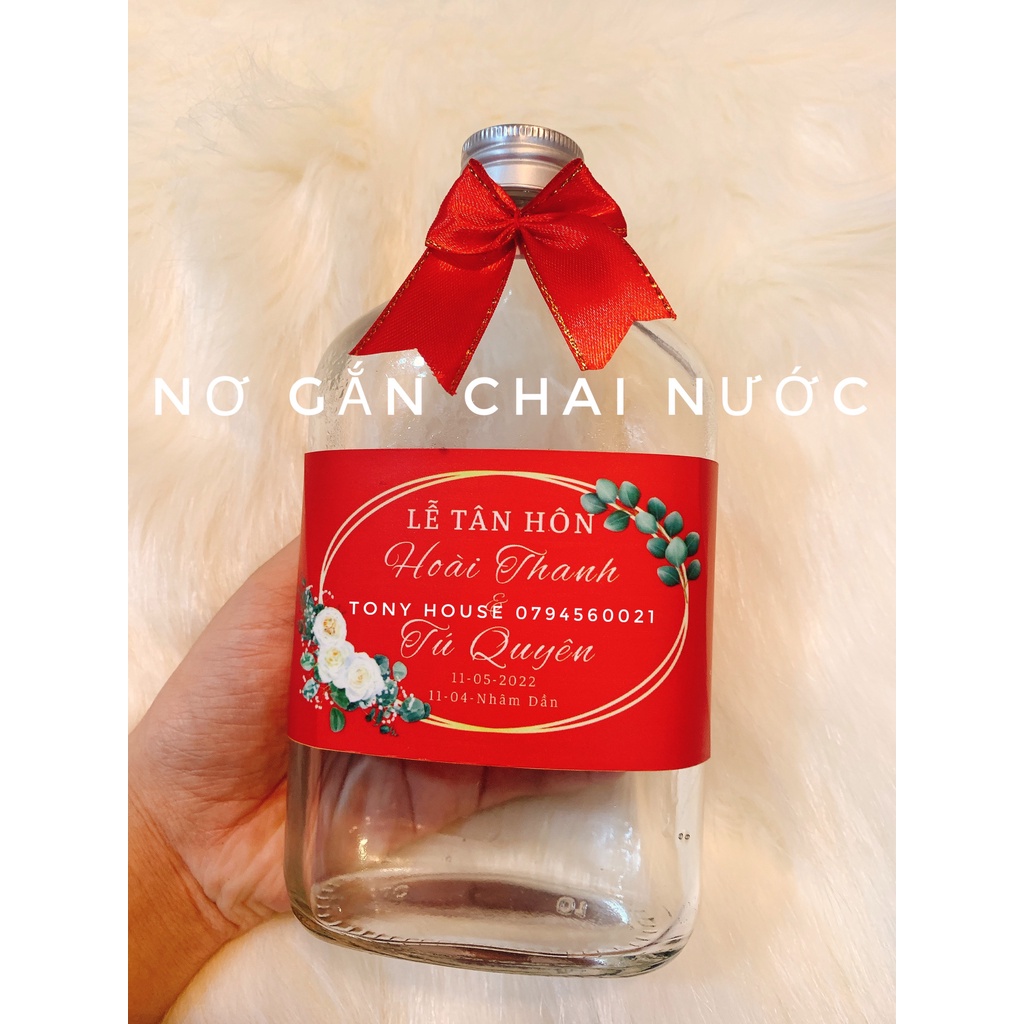 Decal Tem chai nước suối - trang trí tiệc cưới - Tony House