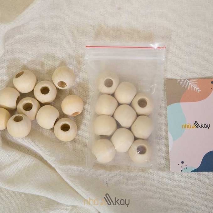 10 HẠT GỖ NHỎ CÓ LỖ 18MM - 20MM