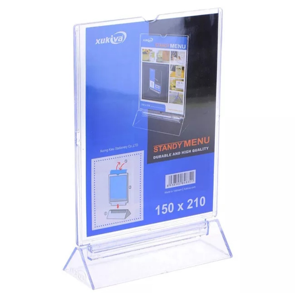 Standee Menu Mica A4, Menu để bàn A5, A6 Xukiva - Tent card trong suốt dày khổ ngang, dọc - 1 chiếc