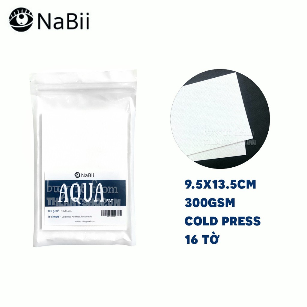 Giấy Canson NABII AQUA fat 300gsm - xấp 16 tờ (đủ size)