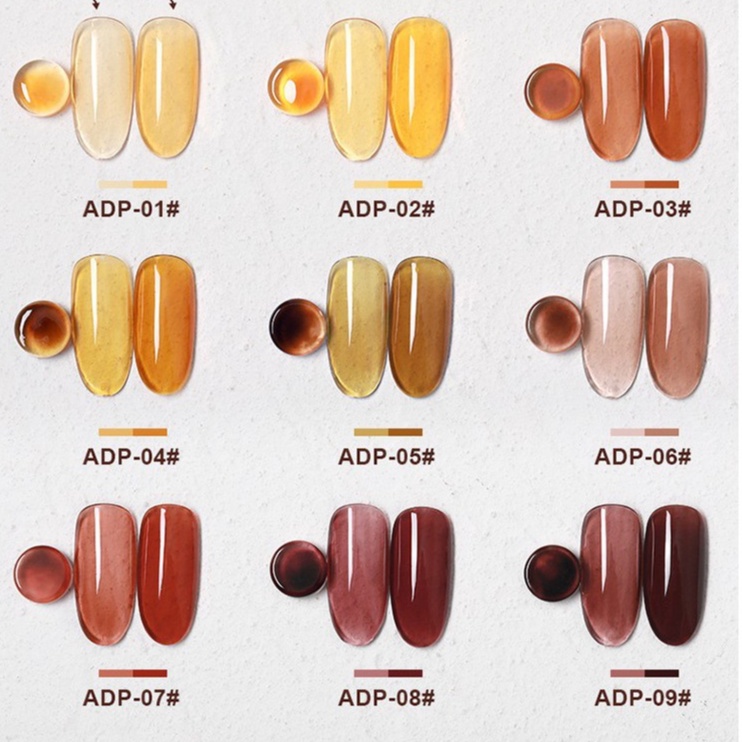 Sơn gel AS sơn thạch sơn móng tay dùng máy hơ gel tone màu cam thạch nâu thạch thạch hổ phách NAIL SUZY mã ADP 15ml