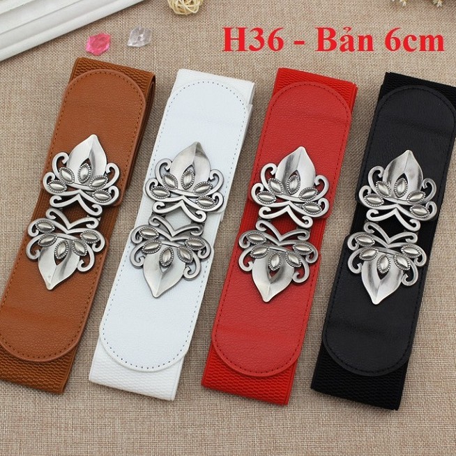 Đai váy dây lưng 6cm đồng đen H36