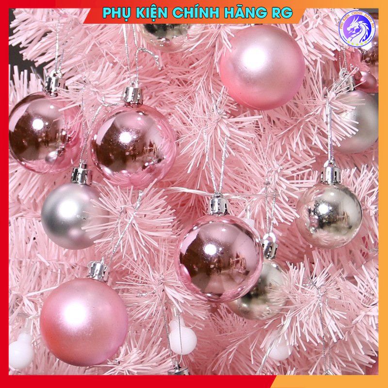 Cây thông noel màu hồng mini để bàn tặng kèm bộ phụ kiện trang trí quả châu cực hot đón giáng sinh