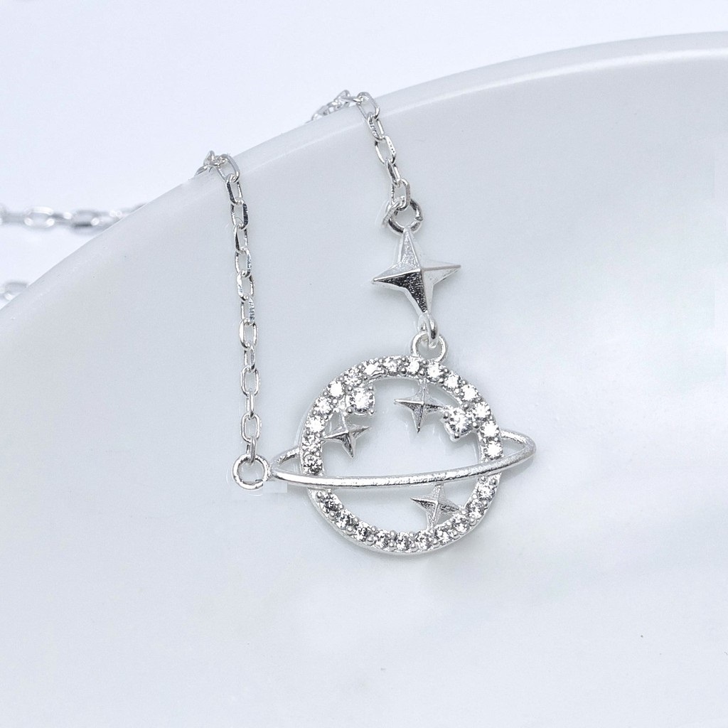 Dây chuyền nữ bạc ta, mặt trăng sao siêu xinh (ảnh thật cuối) vòng cổ nữ bạc thật không đen - Mã TSJD09