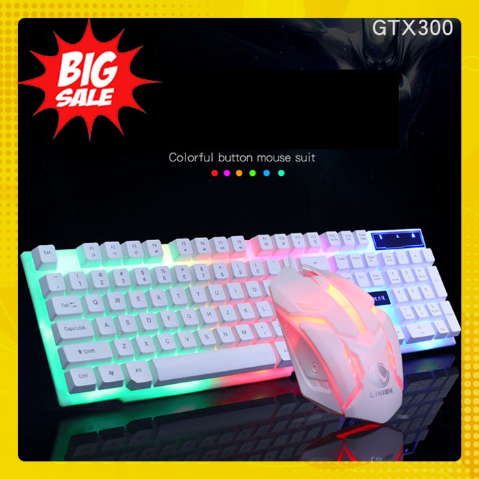 Bộ Bàn Phím Có Dây Giả Cơ Gaming Kèm Chuột Chơi Game LIMEIDE GTX300 Đèn Led 7 Màu Dùng Cho Máy Tính Để Bàn PC Laptop