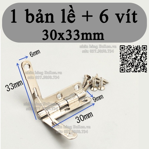 BẢN LỀ góc làm hộp trang sức, hộp đựng đồ kích thước 30x33mm