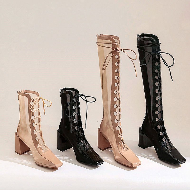 Giày bốt cao gót thời trang hè quyến rũ cao cấp cho nữ