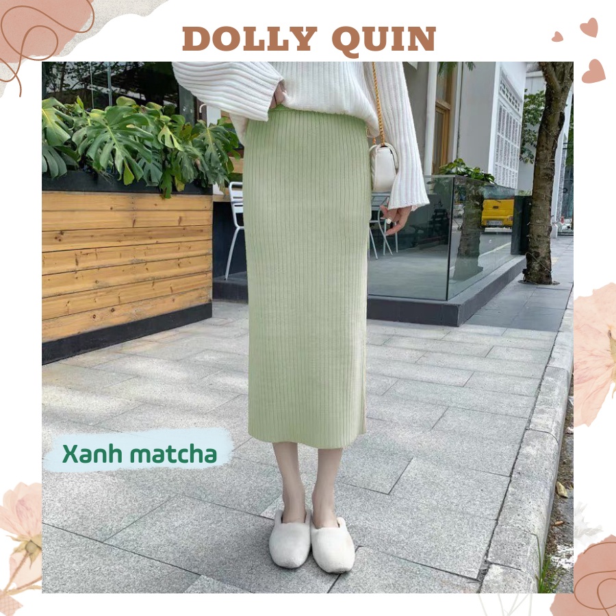Chân váy nữ dáng dài mùa đông bút chì len tăm cạp chun bản to nhiều màu CV012 Dolly Quin