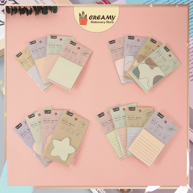 Giấy ghi chú màu pastel CREAMY, giấy note nhiều hình dễ thương tiện dụng cho học sinh sinh viên