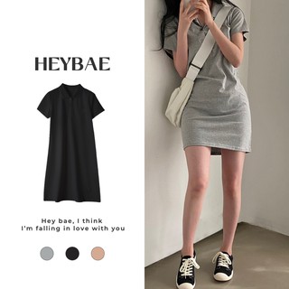 Đầm polo suông Emily HEYBAE tay ngắn chất thun đẹp đáng yêu 3 màu mùa hè cho nữ