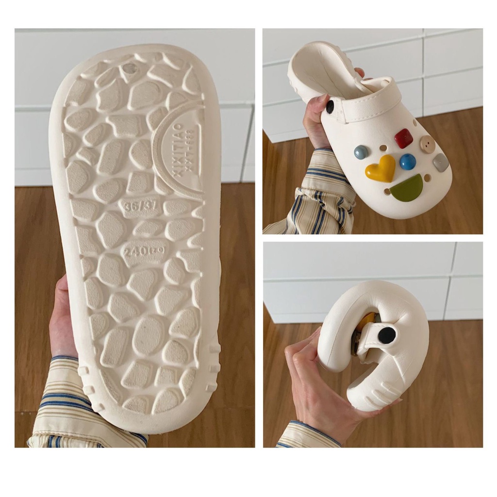 🔥SẴn Dép CROSS mẫu mới mũi tròn đính sticker nút siêu xinh