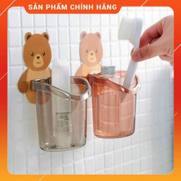 Hủ Treo Bàn Chải Hình Gấu Dán Tường Nhà Tắm Nhà Vệ Tiện Dụng