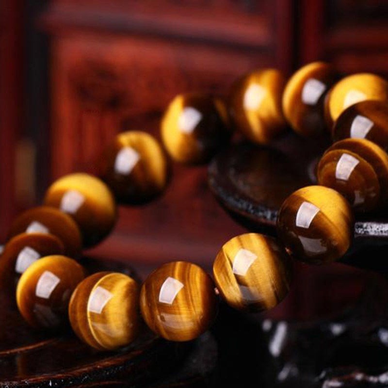 Vòng Tay Chuỗi Hạt Đá Mắt Hổ Tự Nhiên Màu Đỏ Nâu