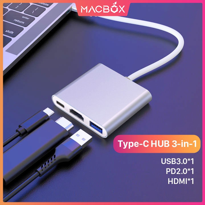 Hub Type C 3in1 - Cổng chuyển đổi HUB USB Type-C to HDMI, USB 3.0, PD Type-C cho Laptop Macbook, Điện thoại, Samsung Dex | WebRaoVat - webraovat.net.vn