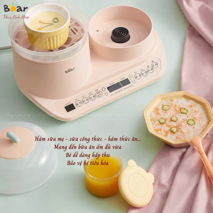 MÁY TIỆT TRÙNG SẤY KHÔ BÌNH SỮA VÀ MÁY HÂM SỮA - BÌNH ĐUN NƯỚC PHA SỮA BEAR 4IN1 BẰNG HƠI NƯỚC - BH 1 NĂM