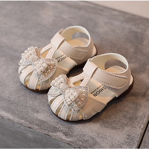 Rọ đính nơ tập đi, sandal nơ tập đi cho bé gái đế mềm đính nơ đá xinh xắn cho bé 0 đến 5 tuổi Mã A10