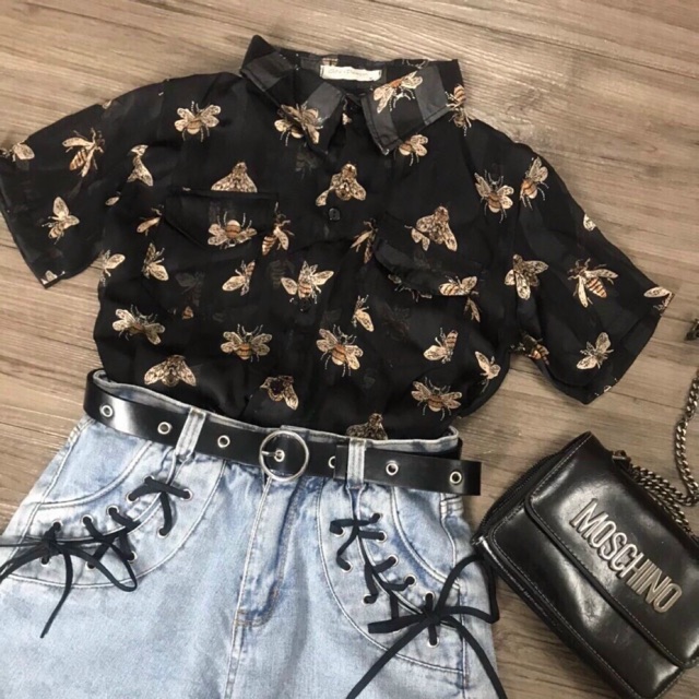 [Mã WASKT410K giảm 10K đơn 50K] Áo sơ mi con ong tay ngắn hàng Quảng Châu