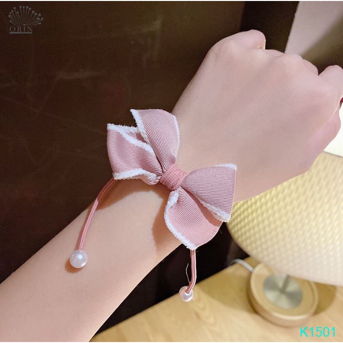 Dây buộc tóc nơ vải nhiều màu phong cách Hàn Quốc K1501