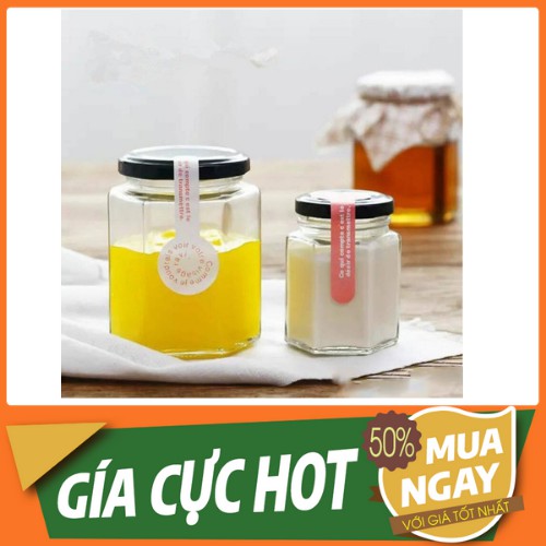 🍓 ĐỦ SIZE 🍓Hũ thủy tinh lục giác nắp thiếc đen
