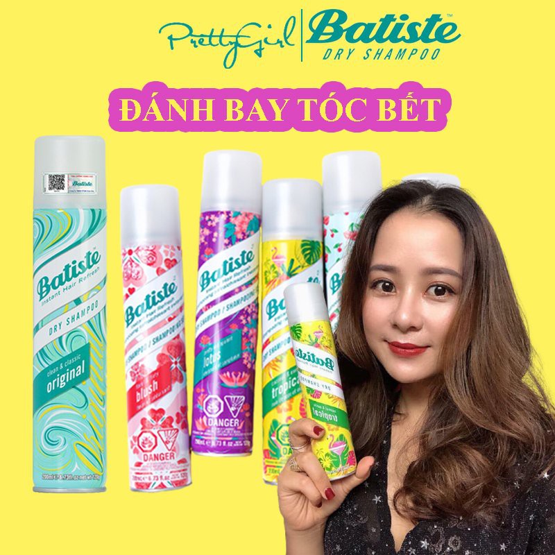 Dầu Gội Khô Batiste Dry Shampoo 200ml Hết Ngứa, Hết Bết Dính Tóc Thơm Mượt Bồng Bềnh Tức Thì