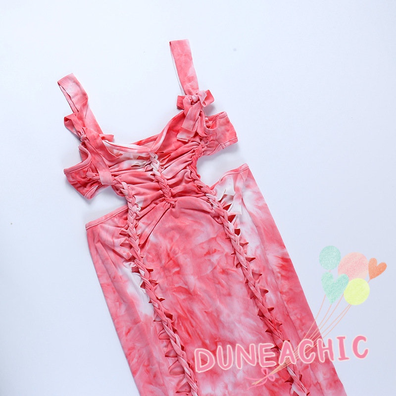 DUNEA Đầm Yếm Hở Lưng Nhuộm Màu Gợi Cảm Cho Nữ