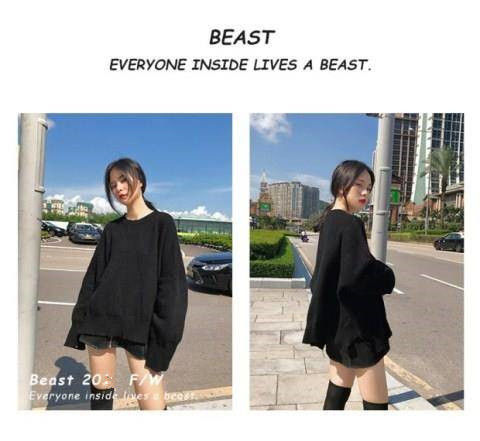 BEST RUNS Fall Korean Fashion Women's Loose Long Sleeve Sweaters Sweet Candy Color Soft and Comfortable Top