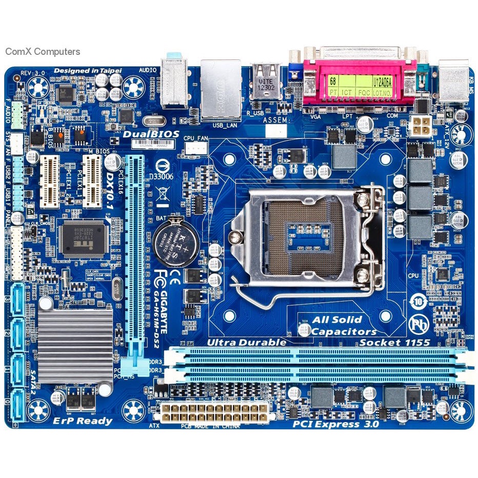 Main Gigabyte H61-DS2 chạy 1 khe Ram + Fe chặn - Hàng tháo máy