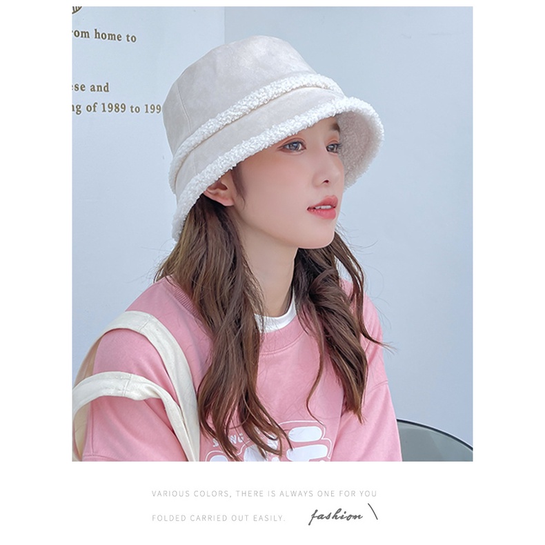 Nón Tai Bèo Phủ Lông Cừu Giữ Ấm Thời Trang Thu Đông Hàn Quốc Sành Điệu Dành Cho Nữ