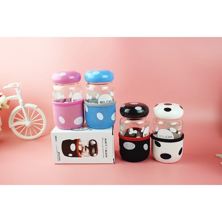 Bình đựng nước thủy tinh mini hình nấm/ bóng đèn dễ thương siêu cấp Cho Bé