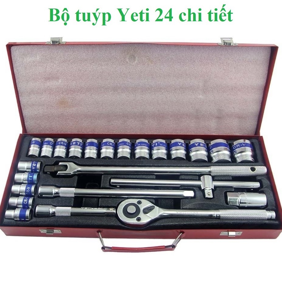 Bộ Tuýp Yeti 24 chi tiết, 18 [đầu tuýp] 1/2" 8-32mm, hàng chất lượng cao phù hợp tiệp sửa xe, gara ô tô