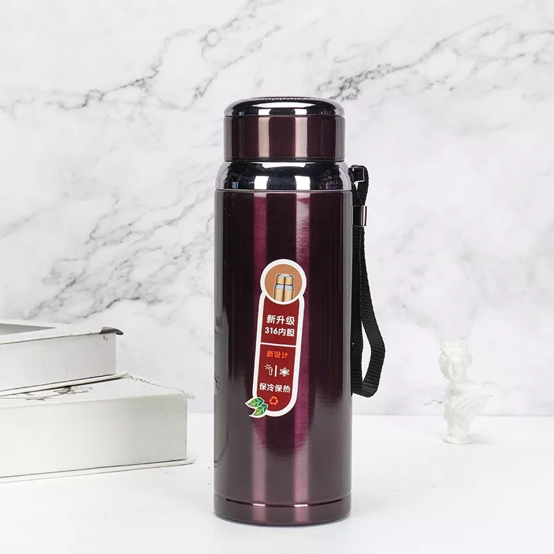 BÌNH GIỮ NHIỆT CỔ INOX 1 LÍT -  316 GIỮ NHIỆT LIÊN TỤC 24 TIẾNG - Có rây lọc, phong cách thể thao, an toàn