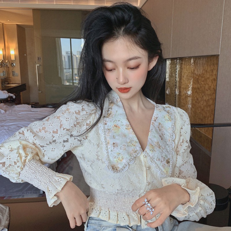 Áo Voan Tay Dài Cổ Búp Bê Đáng Yêu Cho Nữ | BigBuy360 - bigbuy360.vn